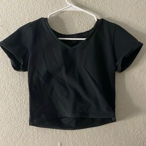 John Galt Black V Neck Crop Top